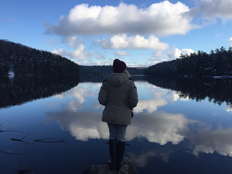 woman at the lake