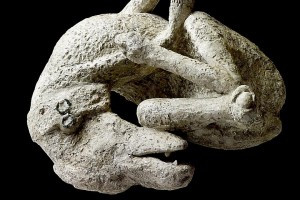 Pompeii dog sculpture